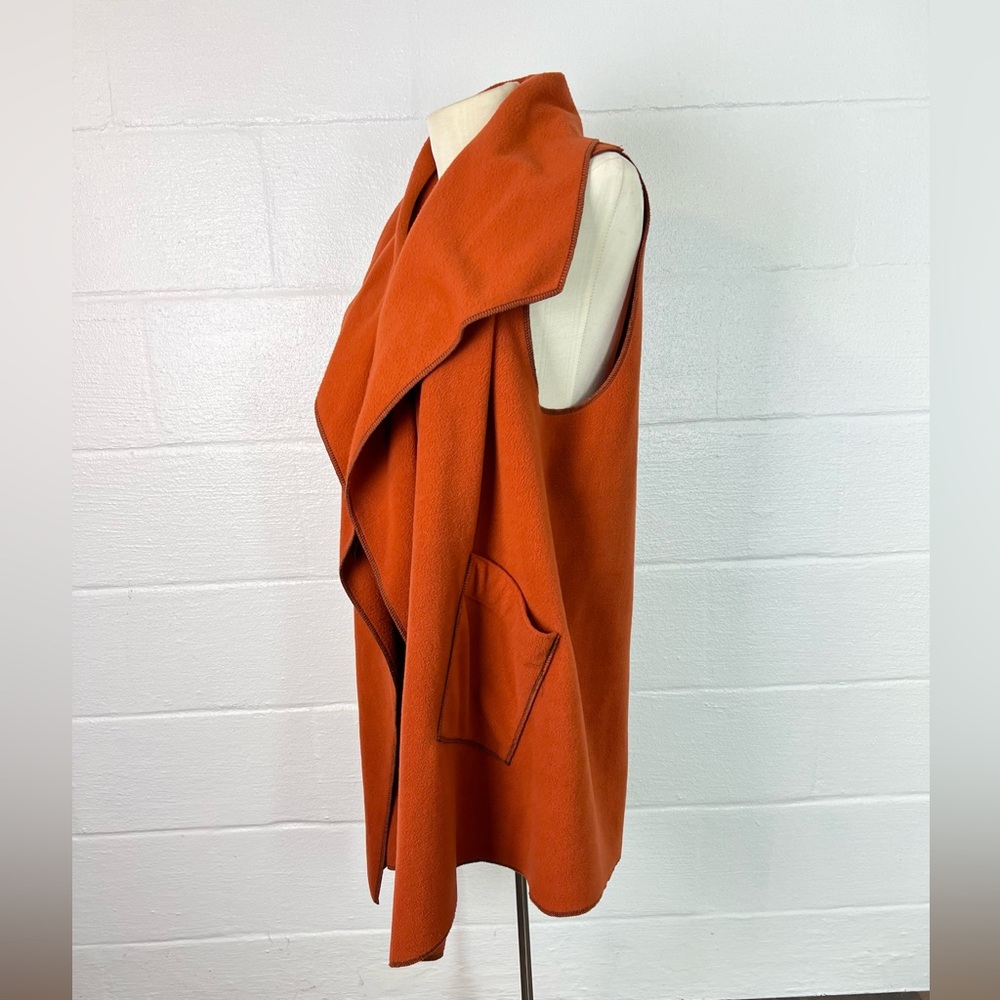 Le Moda Womens Open Shawl Wrap‎ Vest Sleeveless Terra Cotta Fleece One Size